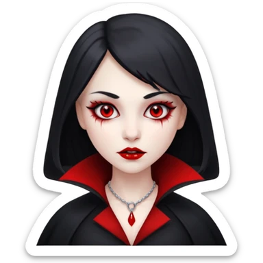 Women Vampire with black & white coat dress and eyes should be red with blood sticker