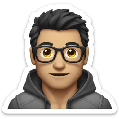 guy bodybuilder glasses jacket developper straight darkhair shor sticker