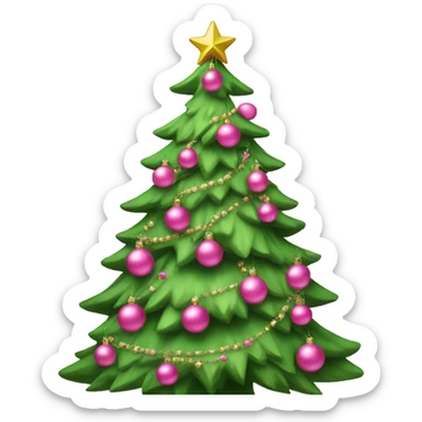 green christmas tree decorated in pink ornaments  sticker