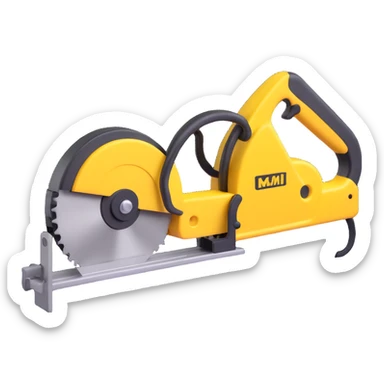 create a 3d saw image using a combination of black and yellow colors sticker