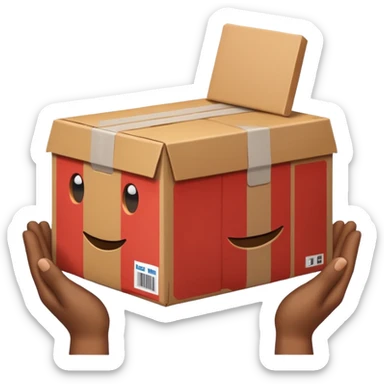 two hands handing box normal package sticker