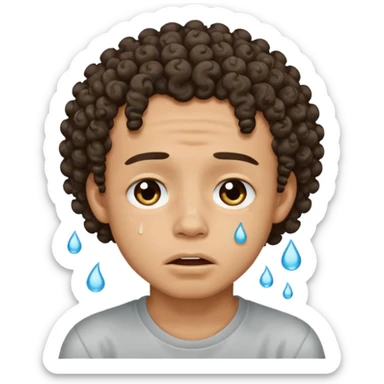 handsome lightskin boy with curls and a good jawline crying sticker