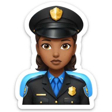 Futuristic black woman cop sticker