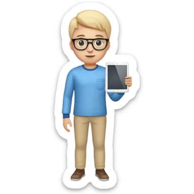 3D imoji of Young man who is graphics design full body stand sticker