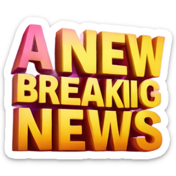 A professional breaking news banner with the word ‘NEW’ glowing in bold text, set on a modern gradient background with ticker-style elements. sticker