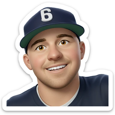 smiling boy in baseball cap sticker
