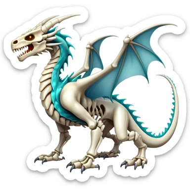 An epic shiny skeletal bone dragon, full body sticker