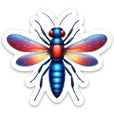 glitter red and blue firefly sticker