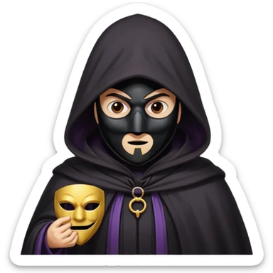 A cultist in a dark cloak with a mask on his face is also dark sticker