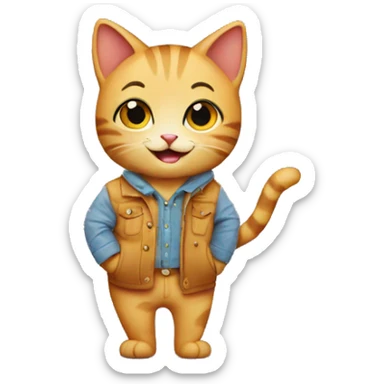 happy gay cat on a clothing shopping spree sticker