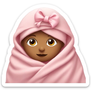 baby with bow in pink blanket sticker