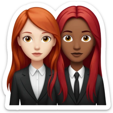 Mujer flaca con cabello largo color rojo color de piel blanca, hombre de color medio moreno con cabello color negro, flaco sticker