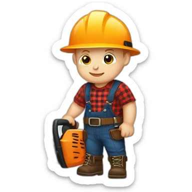 lumberjack baby with chainsaw sticker