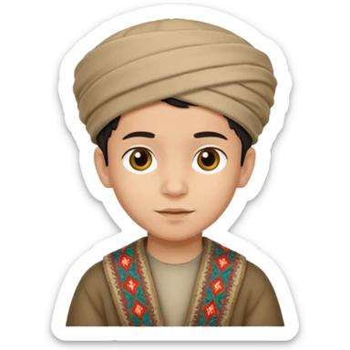 Creat a afghan boy with afghan pacol hat one the head sticker