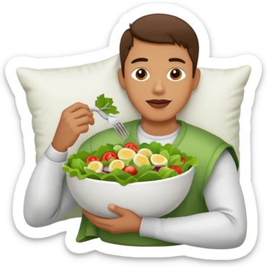 Pillow man eating a salad  sticker