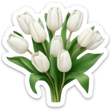 white bouquet of tulips  sticker