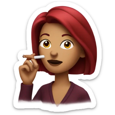 burgundy haired woman smoking sticker