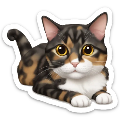 Tortie munchkin cat laying sticker