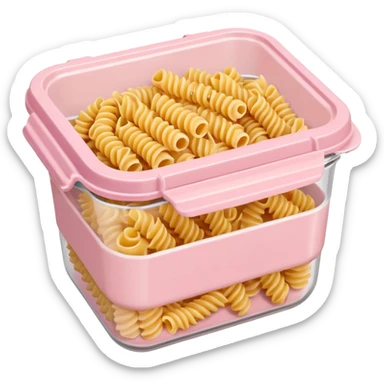 pastel pink food container with pasta inside sticker