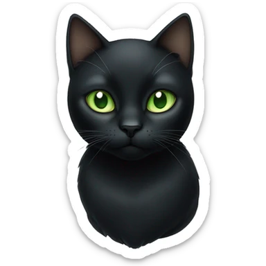 black cat with pale green eyes sitting sticker