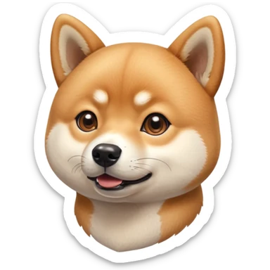 cute Shiba Inu dog confused with a playful, side-eye expression and a tilted head. The dog has light brown fur, big round eyes, and a soft smirk sticker