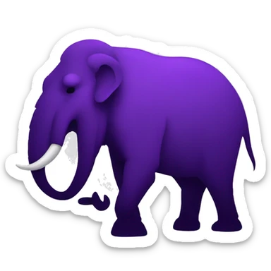an aggressive looking 2D purple mammoth side silhouette sticker