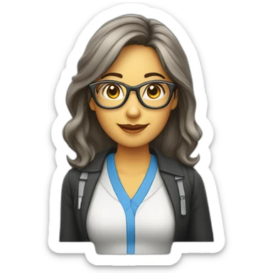 PROFESORA CON GAFAS CON ORDENADOR PORTATIL sticker