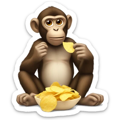 Monkey eating chips sticker