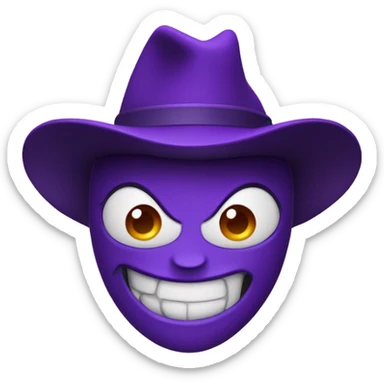 Purple devil emoji with flat brim hat sticker