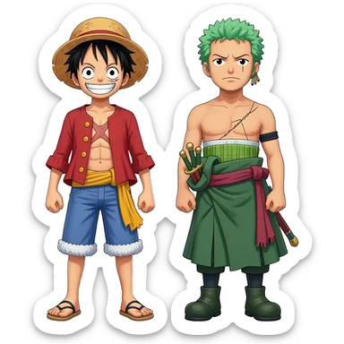 Luffy et zoro tchèque sticker