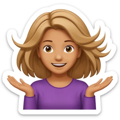 Create an emoji that says well duh and has a girl flipping her hair sticker