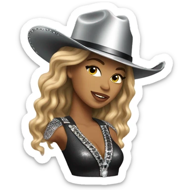 beyonce with silver cowboy hat sticker
