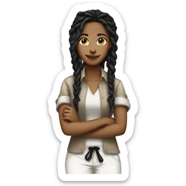 Tan girl with black locs dark white tied shirt  sticker
