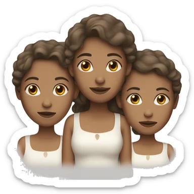 three white sisters with brown hair  sticker