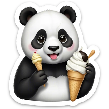 Panda eating ice cream sticker