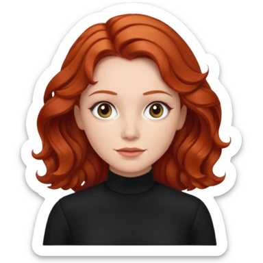 Julia Grant from Summer of Fear with medium red wavy hair, black outfit sticker