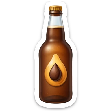 cerveza en botella con grano de cafe al lado sticker