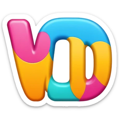 word UYI in bold colorful font as single unit sticker