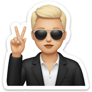 Criar emoji simples de óculo escuro dando o dedo do meio de forma bem rebelde sticker