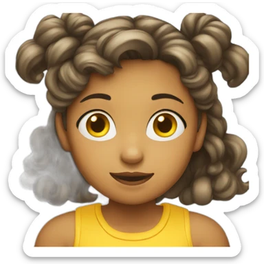 A girl werring yellow sticker