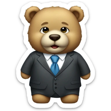 Cute chubby teddy bear in a business suit ￼ sticker