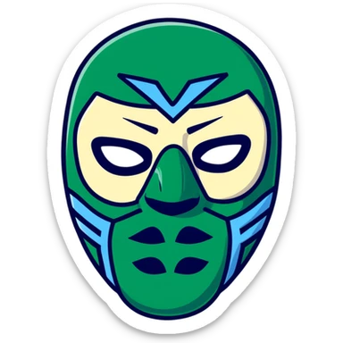 forest green, cream, and Carolina blue luchador mask sticker