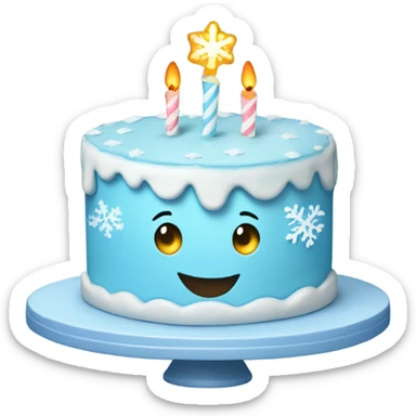 Light blue teared cake with snowflakes sticker