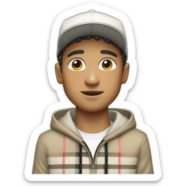 guy with burberry cap nike sweat skin white sticker