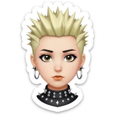 A girl with short, spiky hair, a nose ring, and a punk-style studded collar. sticker