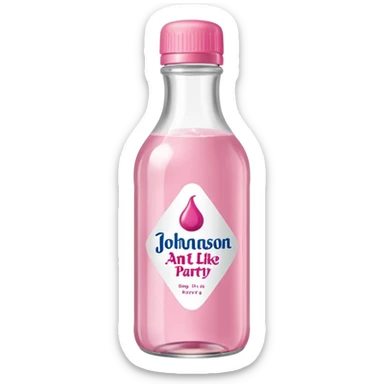 realistic Johnson and Johnson style bottle pink cap pink label clear bottle with aint no party like a berry party written on the logo with diddy logo sticker