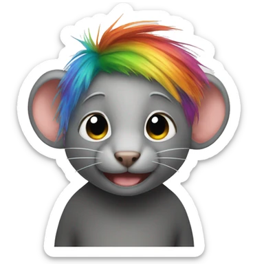 Rat either rainbow hair sticker