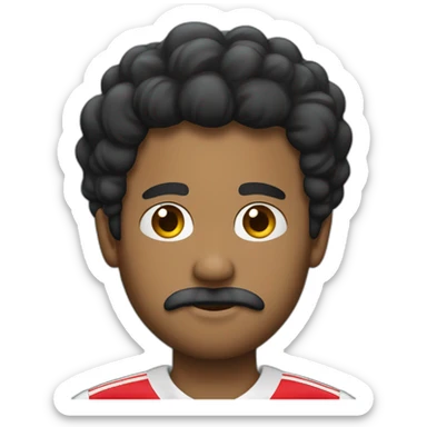 crie um emojii com um jovem pardo de cabelo preto e bigode preto com a camisa do sao paulo sticker