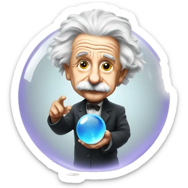 Albert Einstein with crystal ball sticker