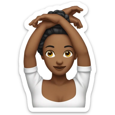 woman with both hands above her head, formed into a tria sticker